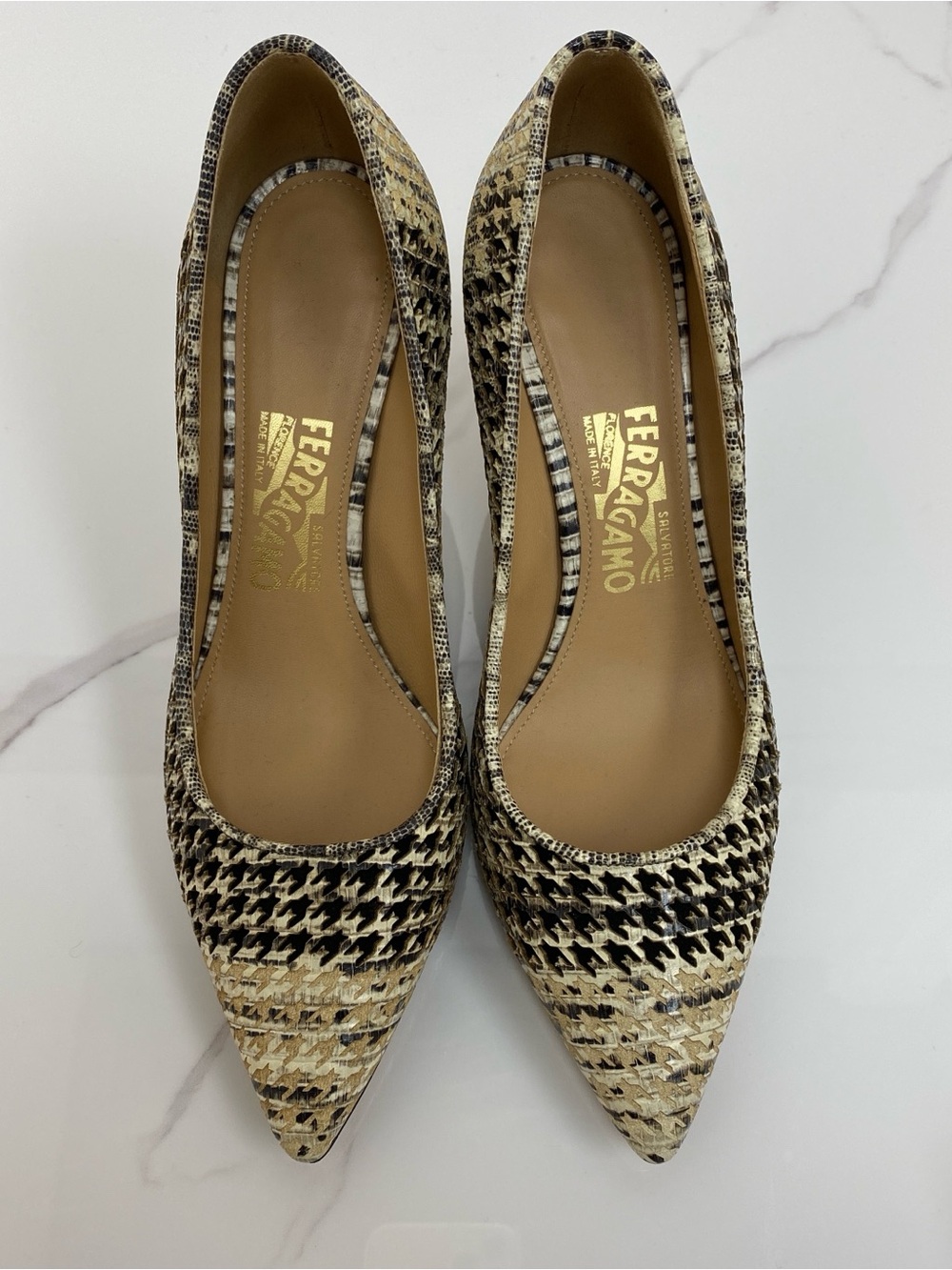 Salvatore Ferragamo Susi Patch Pump Shoe 75mm